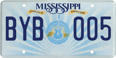 MS license plate BYB005
