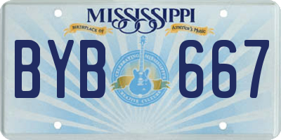 MS license plate BYB667