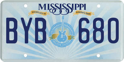 MS license plate BYB680