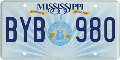 MS license plate BYB980