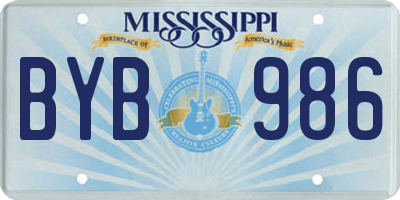 MS license plate BYB986
