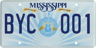 MS license plate BYC001