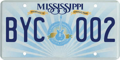 MS license plate BYC002
