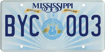 MS license plate BYC003