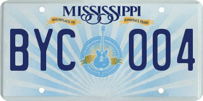 MS license plate BYC004