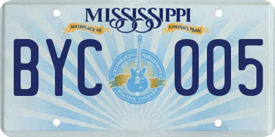 MS license plate BYC005