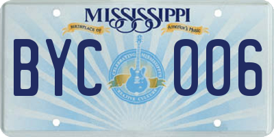 MS license plate BYC006
