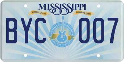 MS license plate BYC007