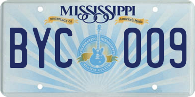 MS license plate BYC009