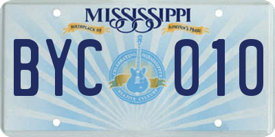 MS license plate BYC010