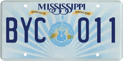 MS license plate BYC011