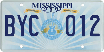 MS license plate BYC012