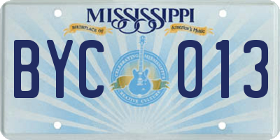 MS license plate BYC013