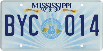 MS license plate BYC014