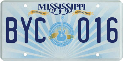 MS license plate BYC016