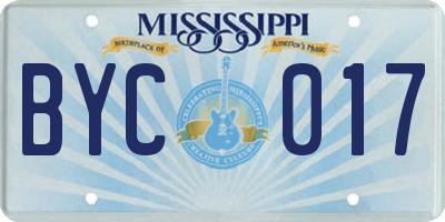 MS license plate BYC017