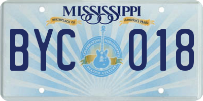 MS license plate BYC018