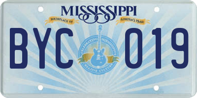 MS license plate BYC019