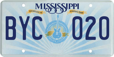 MS license plate BYC020