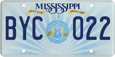 MS license plate BYC022