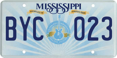 MS license plate BYC023