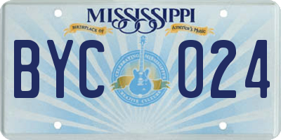 MS license plate BYC024