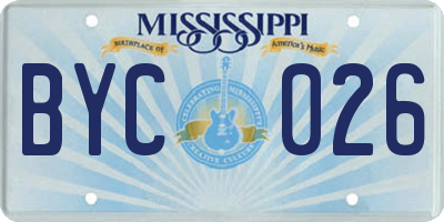 MS license plate BYC026