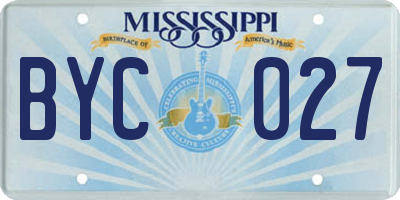 MS license plate BYC027