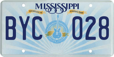 MS license plate BYC028