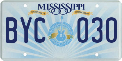 MS license plate BYC030