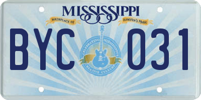 MS license plate BYC031