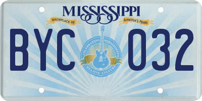 MS license plate BYC032