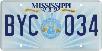 MS license plate BYC034