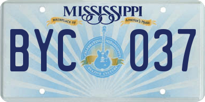 MS license plate BYC037
