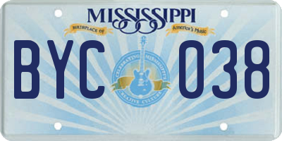 MS license plate BYC038