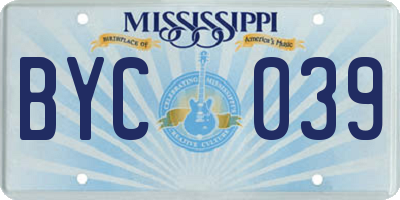 MS license plate BYC039
