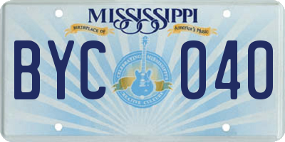 MS license plate BYC040