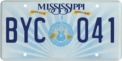 MS license plate BYC041