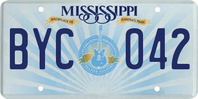 MS license plate BYC042