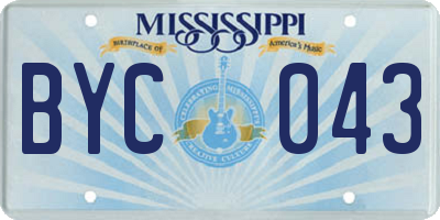 MS license plate BYC043