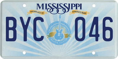 MS license plate BYC046