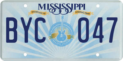 MS license plate BYC047