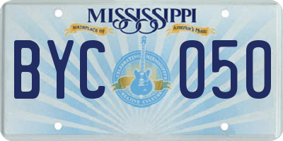 MS license plate BYC050