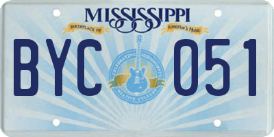 MS license plate BYC051