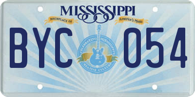 MS license plate BYC054