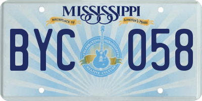 MS license plate BYC058