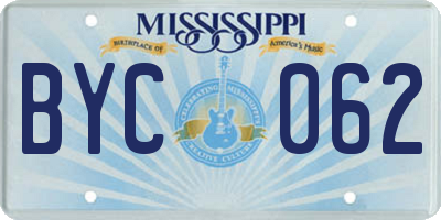MS license plate BYC062