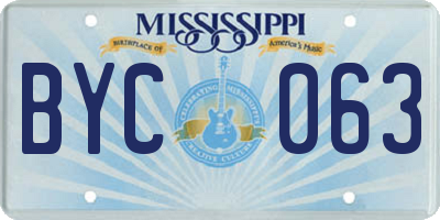 MS license plate BYC063