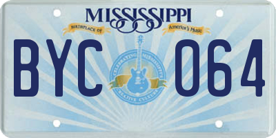 MS license plate BYC064