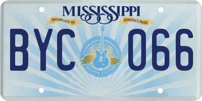 MS license plate BYC066